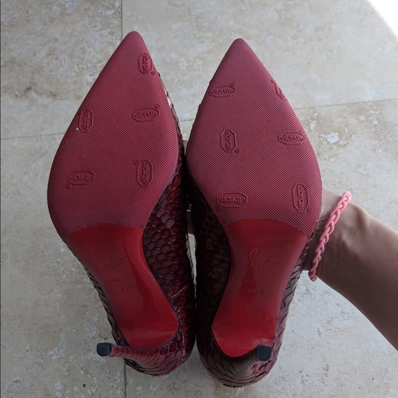 Christian Louboutin Red So Kate Python Heels 38.5 - Picture 8 of 8